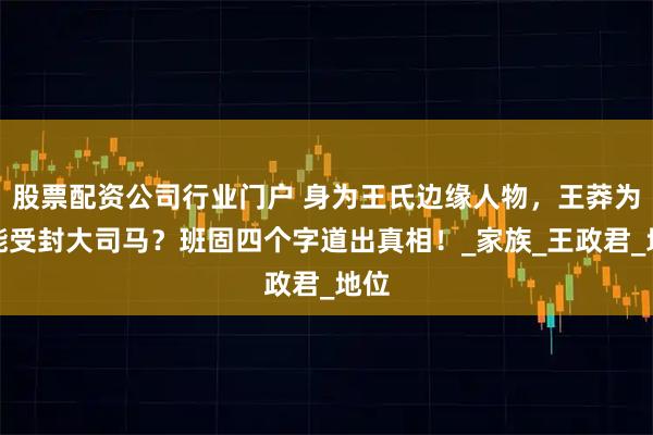 股票配资公司行业门户 身为王氏边缘人物，王莽为何能受封大司马？班固四个字道出真相！_家族_王政君_地位